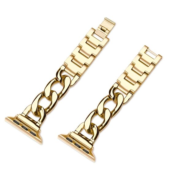 Stylish Metal Adjustable Strap Chain Stainless Band For Apple Watch - Gold - Picture 5 of 6